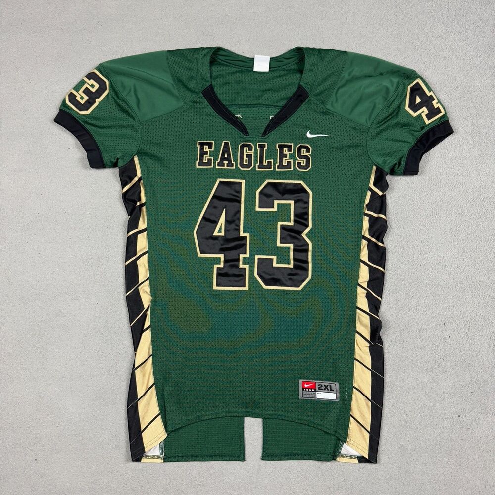 Nike Team Eagles Football Jersey Mens 2XL Green Black Mesh Style #43